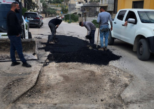 صيانة وتعبيد الطرق في بلدية طولكرم